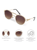 styleBREAKER Panto Sonnenbrille in Gold / Grau-Beige Verlauf