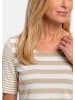 GOLDNER Streifenshirt aus softer Baumwollmischung in beige / weiß / geringelt