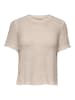 ONLY Kurzarm-Pullover mit Rundhals und Rippbündchen in Beige
