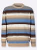 Sieh an! Rundhals-Pullover in ecru-mittelblau-geringelt