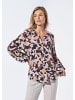 GOLDNER Viskose-Bluse mit Tunika-Ausschnitt in sand / stein / schwarz / gemustert
