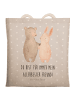 Mr. & Mrs. Panda Tote Bag Bär und Hase Umarmen mit Spruch in Grau Pastell