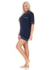 NORMANN Kurzarm Schlafanzug Shorty Pyjama Klassische Optik - 87384 in marine