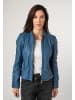 Mauritius Lederjacke Lammnappa Kapuze in Blau