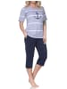 NORMANN Kurzarm Pyjama Schlafanzug Shorty Maritimer Look in grau-mel.