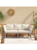 ABRIHOME Gartensofa in Beige 3-Sitzer mit Liegefunktion klappbaren Armlehnen