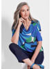 GOLDNER Kurzgröße:  Wasserfallshirt Halbarmshirt mit Print in blau / grün / gemustert
