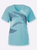Sieh an! Freizeitshirt in aquamarin-bedruckt