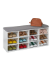 relaxdays Schuhbank in Weiß/Grau - (B)104 x (H)48 x (T)30 cm