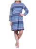 NORMANN Frottee Nachthemd langarm Bündchen Streifendesign - 76336 in blau-melange
