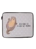 Mr. & Mrs. Panda Laptop Tasche Otter Umarmen mit Spruch in Grau Pastell