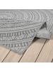 KADIMA DESIGN Flachwebteppich mit konzentrischem Mandala, wetterfest gewebt in Anthrazit
