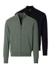 Redmond Strickjacke Basic in Dunkelgrün / schwarz