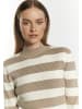 DreiMaster Damen Strickpullover in Grau Beige Wollweiss