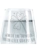 Mr. & Mrs. Panda Glas Blume Kleeblatt mit Spruch in Transparent