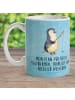 Mr. & Mrs. Panda Pott Pinguin Angler mit Spruch in Eisblau