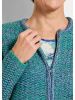GOLDNER Kurzgröße:  Strickjacke Strukturjacke mit Rollband in türkis / gemustert