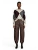 Zero  Grobstrick-Pullover mit Intarsie in Patch Cream/Brown