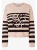More & More gestreifter Pullover, Applikation in brown/powder cream