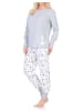 NORMANN Langarm Pyjama Schlafanzug Bündchen Maritimer Look in grau