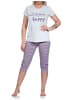 NORMANN Capri Pyjama Schlafanzug Schriftzug und KaroHose - 74646 in hellblau