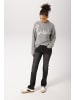 Aniston CASUAL Strickpullover in hellgraumeliert-wollweiß-apricot