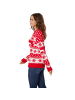 tectake Winterlicher Strickpullover in roter und weißer Farbe, rot