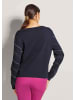 MADELEINE Langarm Glitzerpullover, Feinstrick in marine / silberfarben