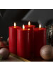 Adilina 4x LED Kerze LINA Echtwachs Rustik-Optik 7x15cm in rot