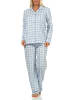 NORMANN Pyjama Jersey zum durchknöpfen Karo - 61818 in hellblau