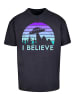 F4NT4STIC Oversize T-Shirt I BELIEVE UFO Alien Raumschiff Retro in marineblau