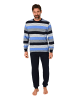 NORMANN Langarm Schlafanzug Pyjama Bündchen Streifen - 86591 in blau