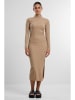 Urban Classics Urban Classics Ladies Rib Longlseeve Mockneck Dress in beigemelange
