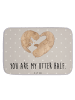 Mr. & Mrs. Panda Badematte Otter Herz mit Spruch in Grau Pastell