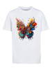 F4NT4STIC T-Shirt Schmetterling Blumen Tee Unisex in weiß