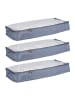 relaxdays 3 x Unterbettkommode in Grau/ Transparent - (B)100 x (H)14 x (T)45 cm