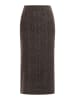 DreiMaster Vintage Damen Strick Midirock in Dunkelbraun