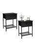 relaxdays 2 x Nachttisch in Schwarz - (B)40 x (H)55 x (T)30 cm