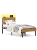 VASAGLE Bettgestell Barnet in Sandbraun, Schwarz - (B)98 x (H)101.3 x (T)215.3 cm