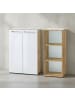KADIMA DESIGN Büro-Set 2-tlg 120cm hoch Kommode x Regal, Glas Front in Chalet-Eiche-Nb.-Weiß