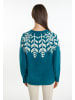 Albee Women Strick Pullover in Petrol Mehrfarbig