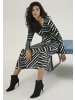 Aniston SELECTED Midikleid in schwarz-weiß-lindgrün-seegrün