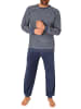 NORMANN Frottee Pyjama langarm Schlafanzug Bündchen Streifen - 75399 in marine