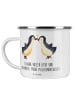 Mr. & Mrs. Panda Camping Emaille Tasse 13. Hochzeitstag Veilchen... in Weiß