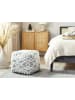 Beliani Pouf BHILWARA in Weiß/Grau - (W) 40 x (H) 40 x (L) 40 cm