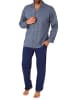 NORMANN Langarm Schlafanzug Pyjama zum durchknöpfen - 77977 in marine