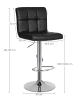 SONGMICS 2er-set: Barhocker Monni in Schwarz - (B)44.5 x (H)(95-115) x (T)43 cm