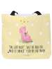 Mr. & Mrs. Panda Strandtasche Schwein Glück mit Spruch in Gelb Pastell