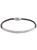 Adeliás Damen Armband – Armreif aus Leder mit Strass Steinchen 19 cm in braun