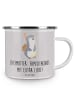 Mr. & Mrs. Panda Emaille Tasse Stiefmutter Liebe mit Spruch in Grau Pastell